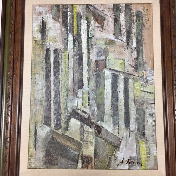Abstract painting on masonite, signed J. Ronn ’69