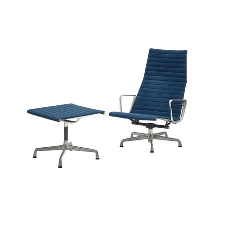 Aluminum group lounge chair and ottoman designed by Charles and Ray Eames for Herman Miller