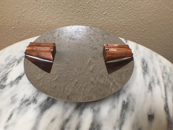 Art deco chrome and copper stadium ashtray by Revere