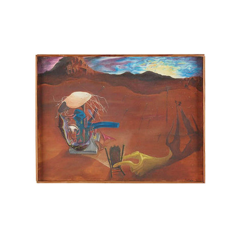 Frame oil on canvas of a surreal scene in the style of Salvador Dali