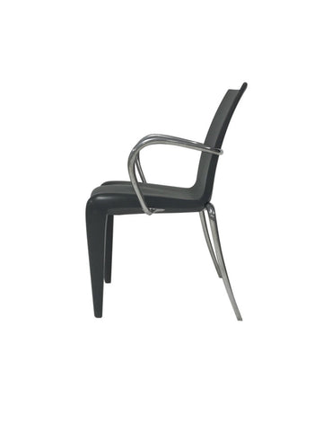 Gray plastic and aluminum Louis XX armchair designed by Philippe Starck
