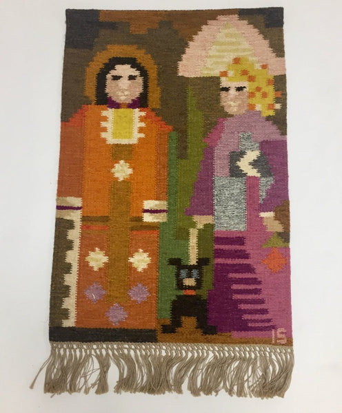 Handwoven midcentury tapestry