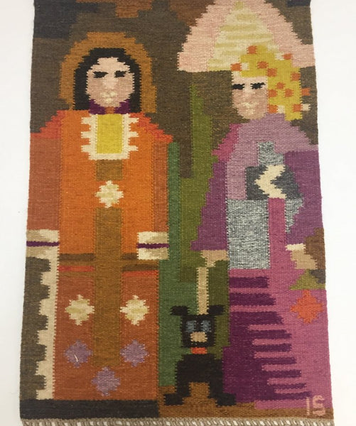 Handwoven midcentury tapestry