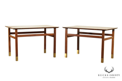 Mid Century Modern Vintage Pair Walnut Side Tables