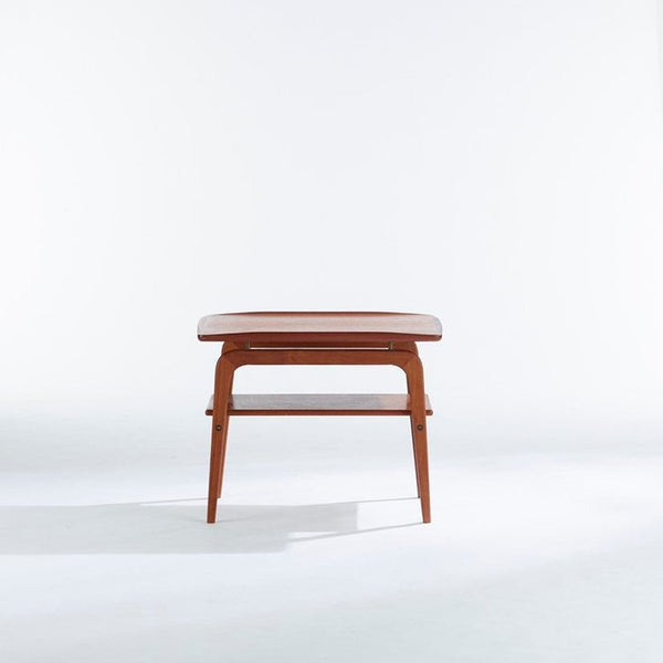 Pair of danish modern teak and brass side tables designed