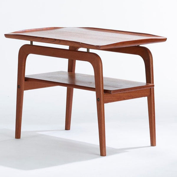 Pair of danish modern teak and brass side tables designed