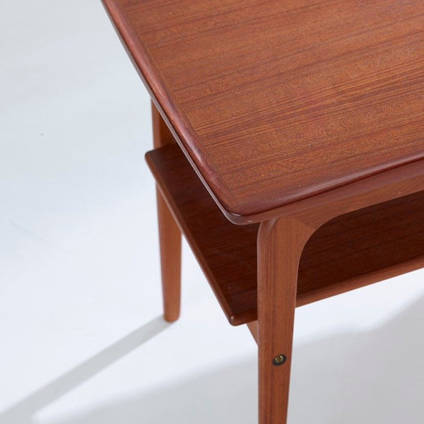 Pair of danish modern teak and brass side tables designed