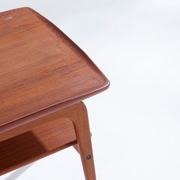 Pair of danish modern teak and brass side tables designed