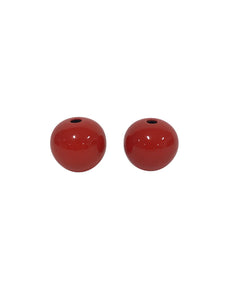 Pair or midcentury modern red ceramic orb vases