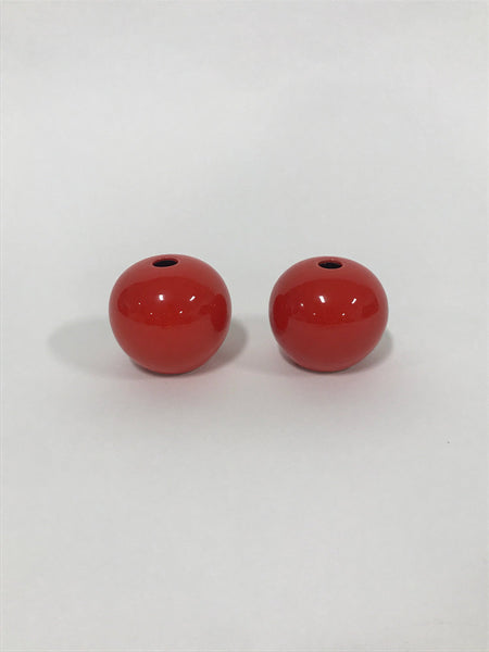 Pair or midcentury modern red ceramic orb vases