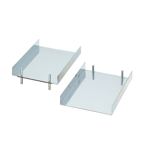 Pair of vintage chrome desk trays or letter trays, marked Vecta Contract Co.