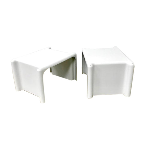 Set of two vintage white plastic stacking tables made