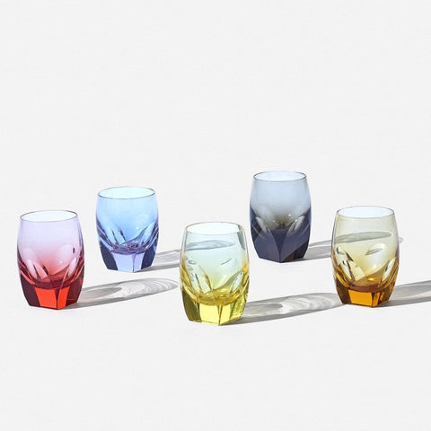 Set of five Moser crystal glasses designed by Rudolf Eschler