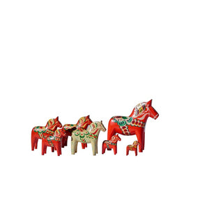 Set of seven Dala horses by Nils Olsson