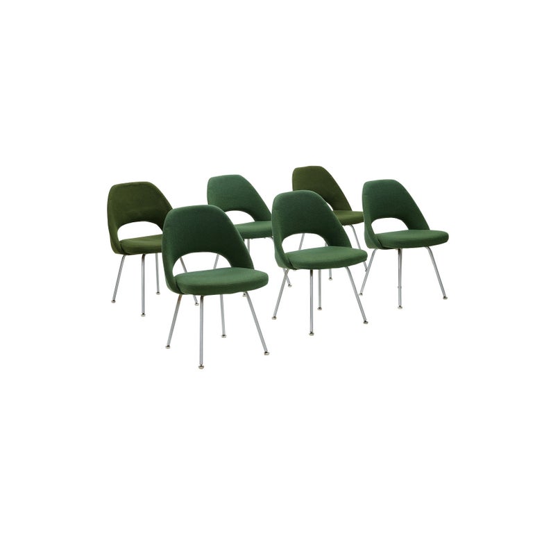 Set of six early upholstered executive chairs designed by Eero Saarinen for Knoll Associates
