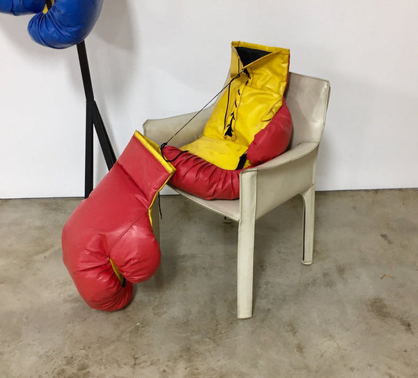 Two pair of giant sized pop art boxing gloves