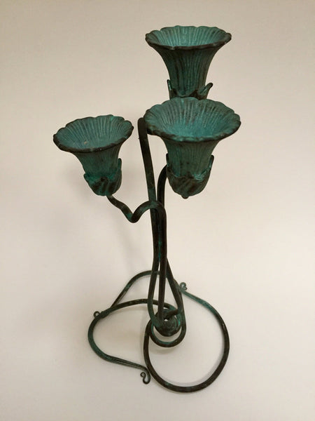 Verdigris bronze candelabra