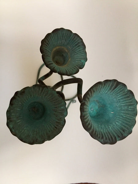 Verdigris bronze candelabra