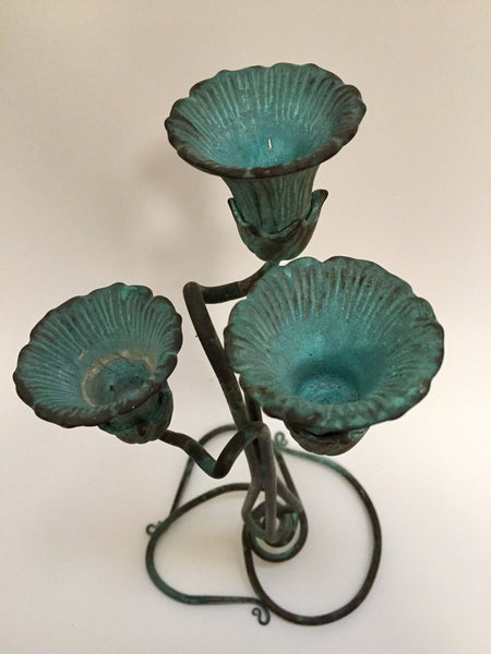 Verdigris bronze candelabra