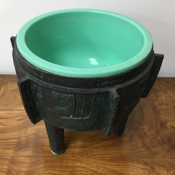 Vintage Asian inspired ice bucket in the style of James Mont