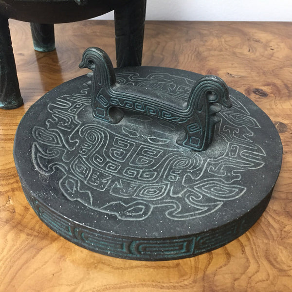 Vintage Asian inspired ice bucket in the style of James Mont