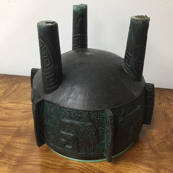Vintage Asian inspired ice bucket in the style of James Mont