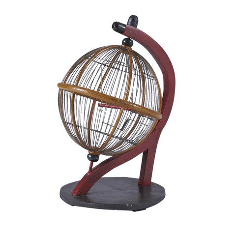 Vintage Bauhaus style wood and wire globe birdcage