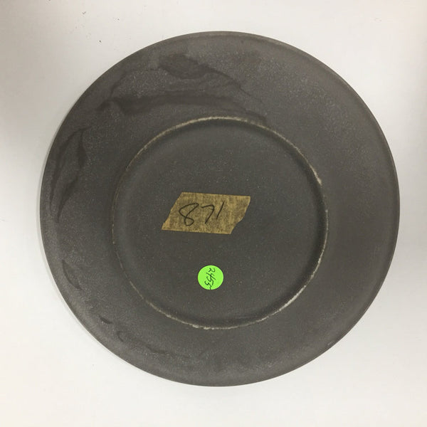 Vintage gray plate with gold cornucopia design