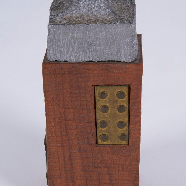 Vintage midcentury abstract wood, brass, and aluminum sculpture