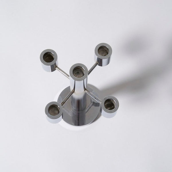 Vintage midcentury modern industrial chrome candle holder