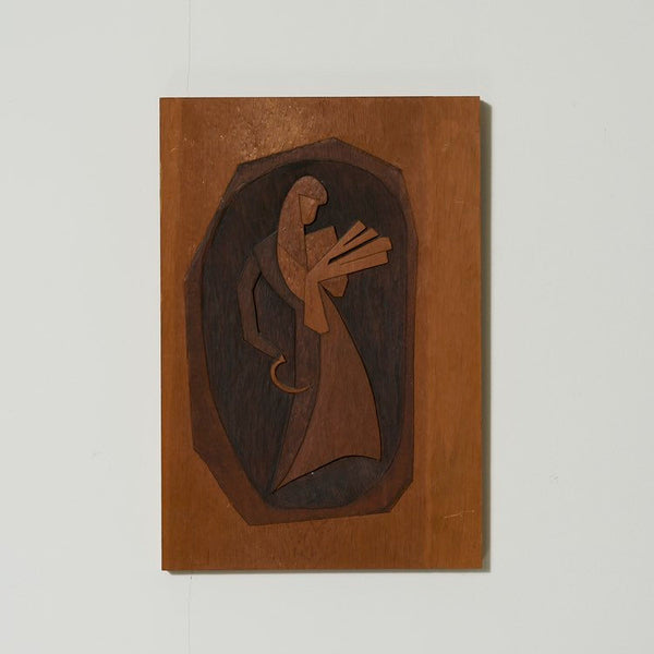 Vintage modernist wood carving art pieces