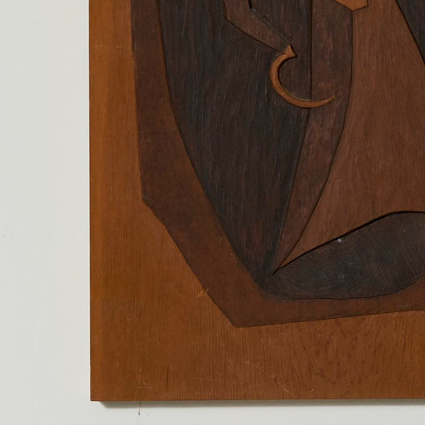 Vintage modernist wood carving art pieces