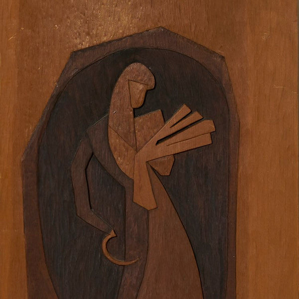 Vintage modernist wood carving art pieces