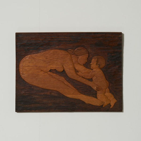 Vintage modernist wood carving art pieces