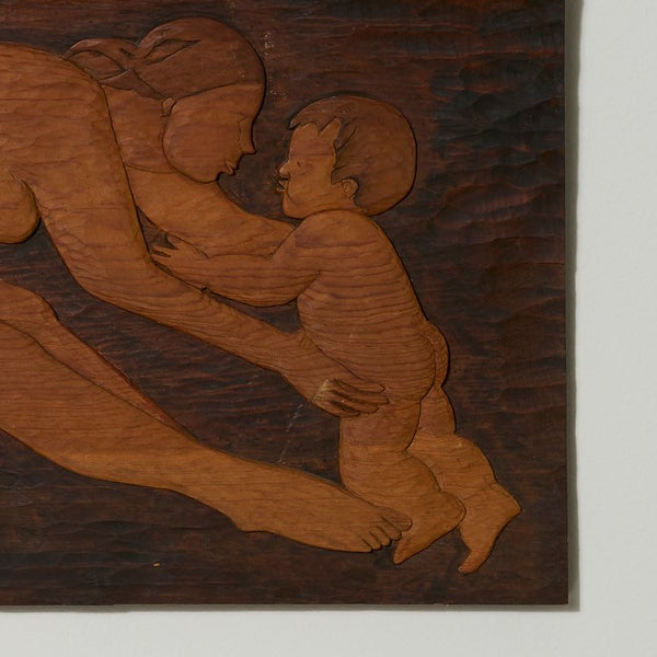 Vintage modernist wood carving art pieces