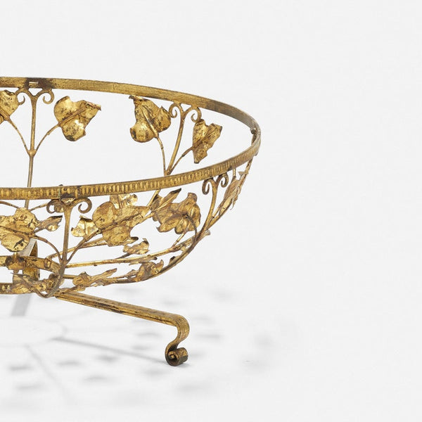 Vintage French gilded tole coffee table with leaf design