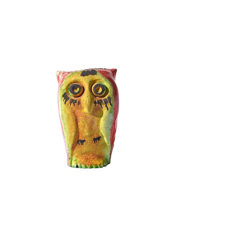 Vintage figural pottery in the form of an owl, in the style of Aldo Londi