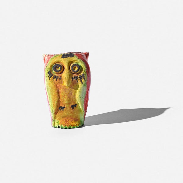 Vintage figural pottery in the form of an owl, in the style of Aldo Londi