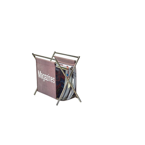 Vintage folding magazine rack made out of fabric and chrome