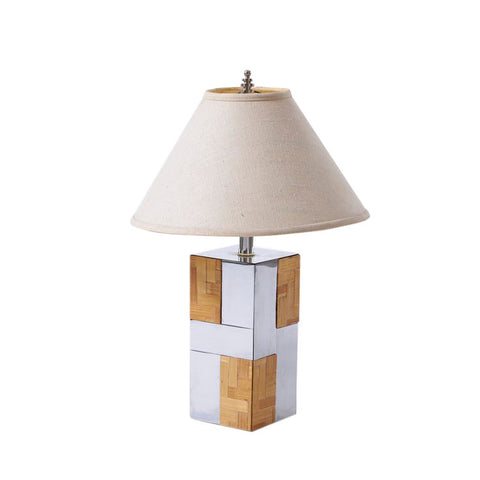 Chrome and bamboo Paul Evans city scape style lamp