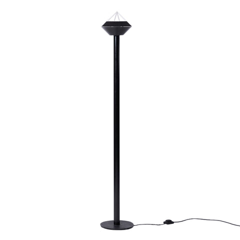 Postmodern design black floor lamp with white pyramid top