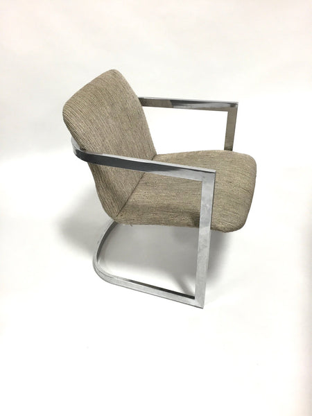 Set of 2 chrome and fabric cantilevered dining chairs