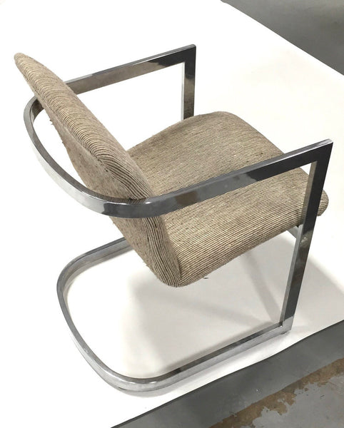Set of 2 chrome and fabric cantilevered dining chairs