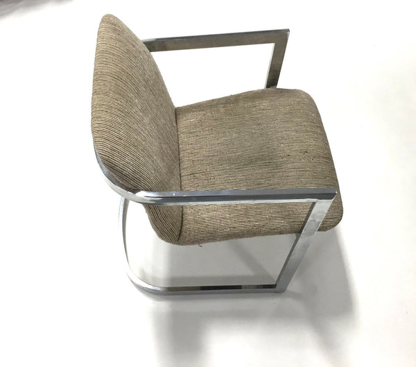 Set of 2 chrome and fabric cantilevered dining chairs
