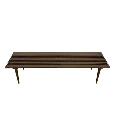 Vintage Danish modern wood slat bench or coffee table