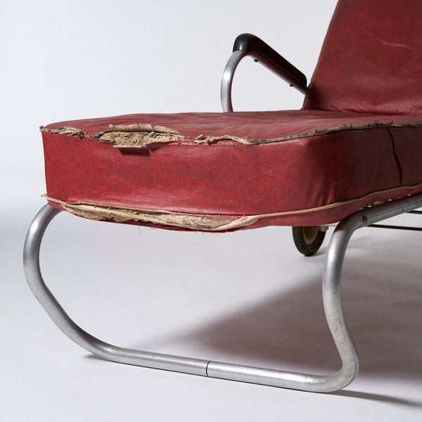 Vintage industrial streamline design aluminum patio lounge chair