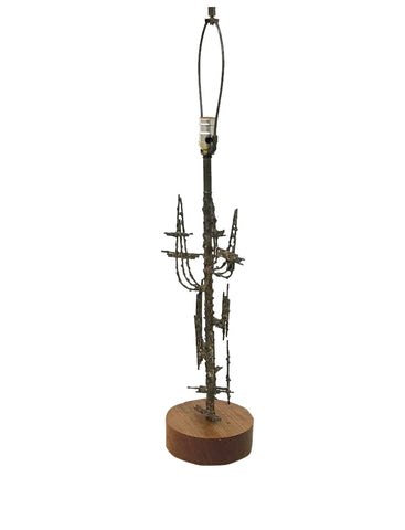 Vintage Marcello Fantoni for Raymor welded bronzed metal brutalist lamp