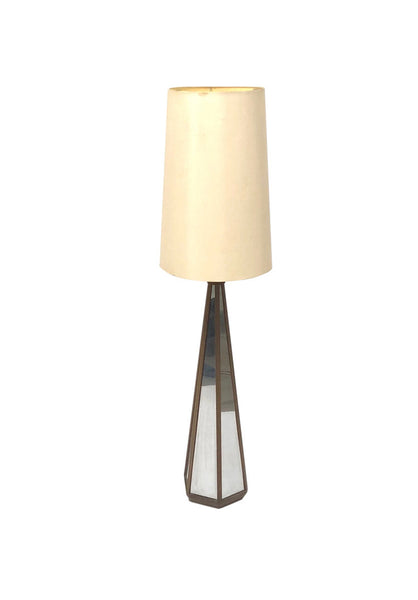 Walnut and chrome multifaceted floor lamp