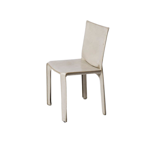 White leather Cab side chair designed by Mario Bellini for Cassina